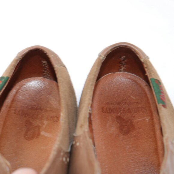 GH Bass Mens Saddle Oxford Size 7.5 Tan Camel Suede Leather Gum Sole Casual Shoe - Picture 10 of 12